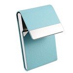 Light Blue PU Leather Business Card Holder Case