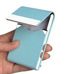 Light Blue PU Leather Business Card Holder Case