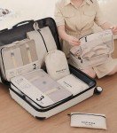 DanArt 7-Piece Beige Travel Luggage Organizer Set