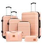 Coolife 3-Piece Hardside Luggage Set - Pink