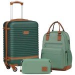 Coolife 3-Piece Hardshell Luggage Set - Dark Green