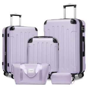 Lavender 5-Piece Expandable Hard Shell Luggage Set