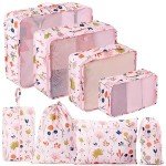 Floral Travel Packing Cubes Set - 8 Pieces