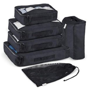5-Piece Travel Packing Cubes Set - Midnight Black