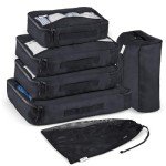 5-Piece Travel Packing Cubes Set - Midnight Black