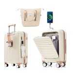 20-Inch Expandable Carry-On Luggage Set with USB Port