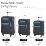 3-Piece Lightweight Soft Luggage Set with Wheels