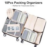 10-Piece Travel Packing Cubes Set for Organizing