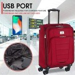 Verdi Lightweight 20-Inch Carry-On Luggage with USB Port