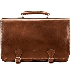 Men's Leather Laptop Briefcase - Jesolo2 Chestnut Tan