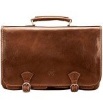 Men's Leather Laptop Briefcase - Jesolo2 Chestnut Tan