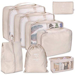 Beige 8-Piece Travel Packing Cube Set