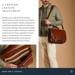 Men's Leather Laptop Briefcase - Jesolo2 Chestnut Tan