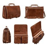 Men's Leather Laptop Briefcase - Jesolo2 Chestnut Tan