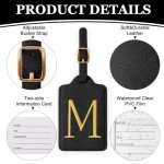 Custom Leather Luggage Tags with Initials – Black