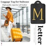 Custom Leather Luggage Tags with Initials – Black