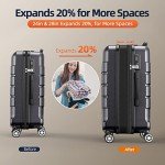 SHOWKOO Expandable Luggage Set with TSA Lock - Gray