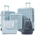 Merax 5-Piece Baby Blue Hardshell Luggage Set