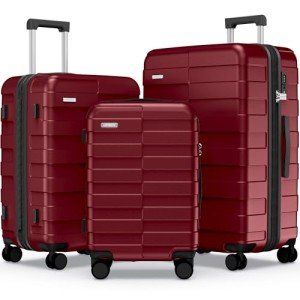 Lightweight 3-Piece Hardside Luggage Set - Wine Red