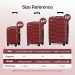Lightweight 3-Piece Hardside Luggage Set - Wine Red