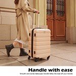 Coolife 3-Piece Lightweight Luggage Set - Apricot White