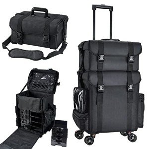 Costravio Rolling Makeup Case with Wheels - Black