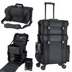 Costravio Rolling Makeup Case with Wheels - Black