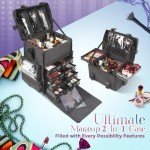 Kemier 2-in-1 Rolling Makeup Train Case