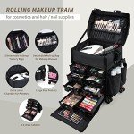 Costravio Rolling Makeup Case with Wheels - Black