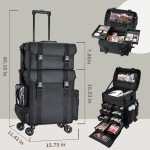 Costravio Rolling Makeup Case with Wheels - Black