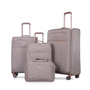 Khaki 4-Piece Expandable Luggage Set with Duffel Bag