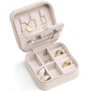 Milky White Small Travel Jewelry Box Organizer