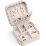 Milky White Small Travel Jewelry Box Organizer