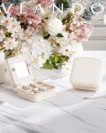 Milky White Small Travel Jewelry Box Organizer