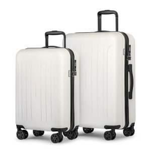 Stylish 2-Piece White Luggage Set with Wheels