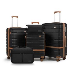 5-Piece Lightweight Hard Shell Luggage Set (Black)