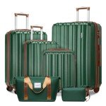 Dark Green 6-Piece Luggage Set with Wheels