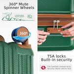 Dark Green 6-Piece Luggage Set with Wheels