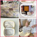 Large Floral Makeup Bag for Travel and Toiletries