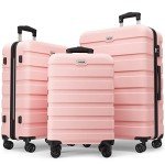 AnyZip 3-Piece Lightweight Pink Hardside Luggage Set