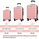 AnyZip 3-Piece Lightweight Pink Hardside Luggage Set