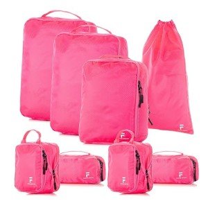 8-Piece Compression Packing Cubes Set - Hot Pink