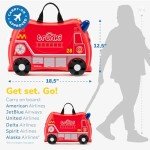 Trunki Ride-On Kids Suitcase - Frank Fire Truck Red