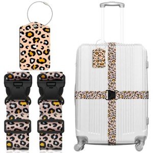 Leopard Luggage Straps and Tags Set - 3 Pieces