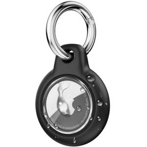 Waterproof Airtag Holder with Keychain - Black