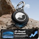 Waterproof Airtag Holder with Keychain - Black