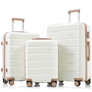 Merax 3-Piece White Hardside Luggage Set
