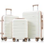Merax 3-Piece White Hardside Luggage Set