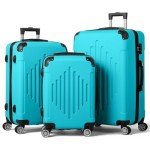 3-Piece Sky Blue Hardside Luggage Set 20"-28