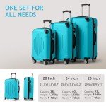 3-Piece Sky Blue Hardside Luggage Set 20"-28